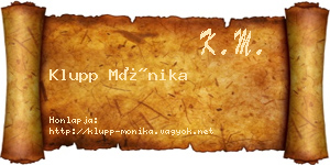 Klupp Mónika névjegykártya